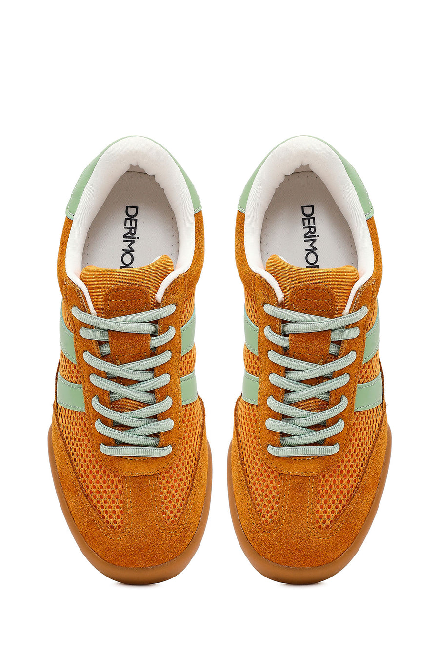 Women's Orange Lace-up Leather Sneaker