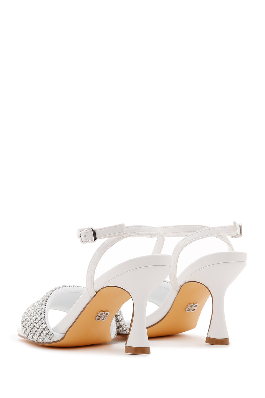 Women's White Stone Heeled Sandals