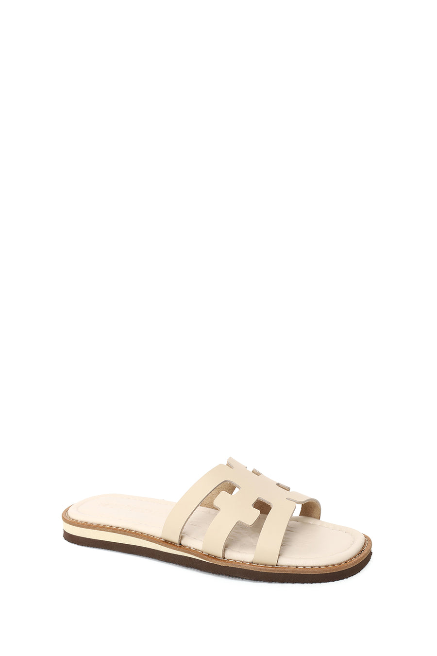 Women's Beige Leather Slippers
