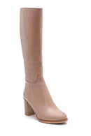 Women's Leather Zippered Heeled Boots | Derimod