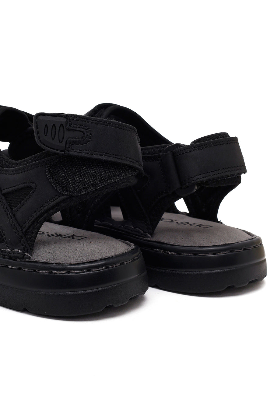 Men's Black Double Strap Leather Sandals