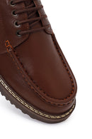 Male Brown Lace-up Thick-Soled Leather Casual Shoes | Derimod
