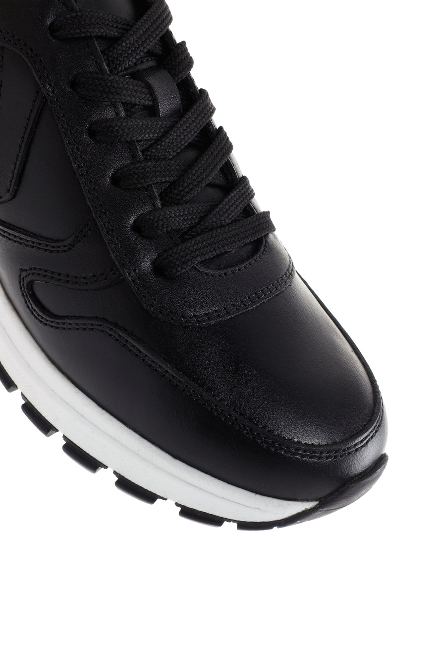 Kadın Siyah Kalın Tabanlı Deri Sneaker