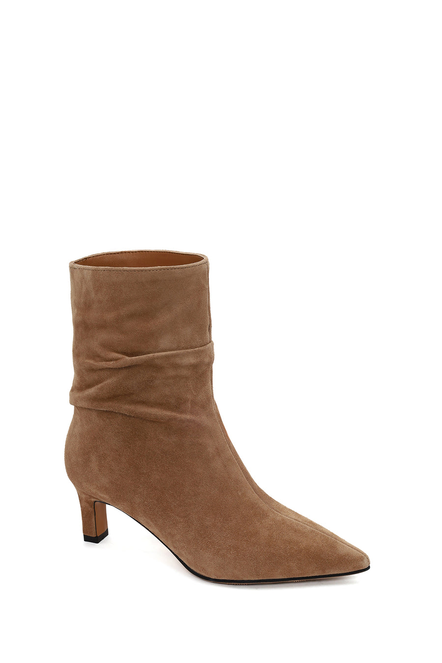 Woman Beige Heeled Suede Boots