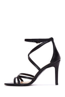 Women's Black Leather Heeled Sandals | Derimod