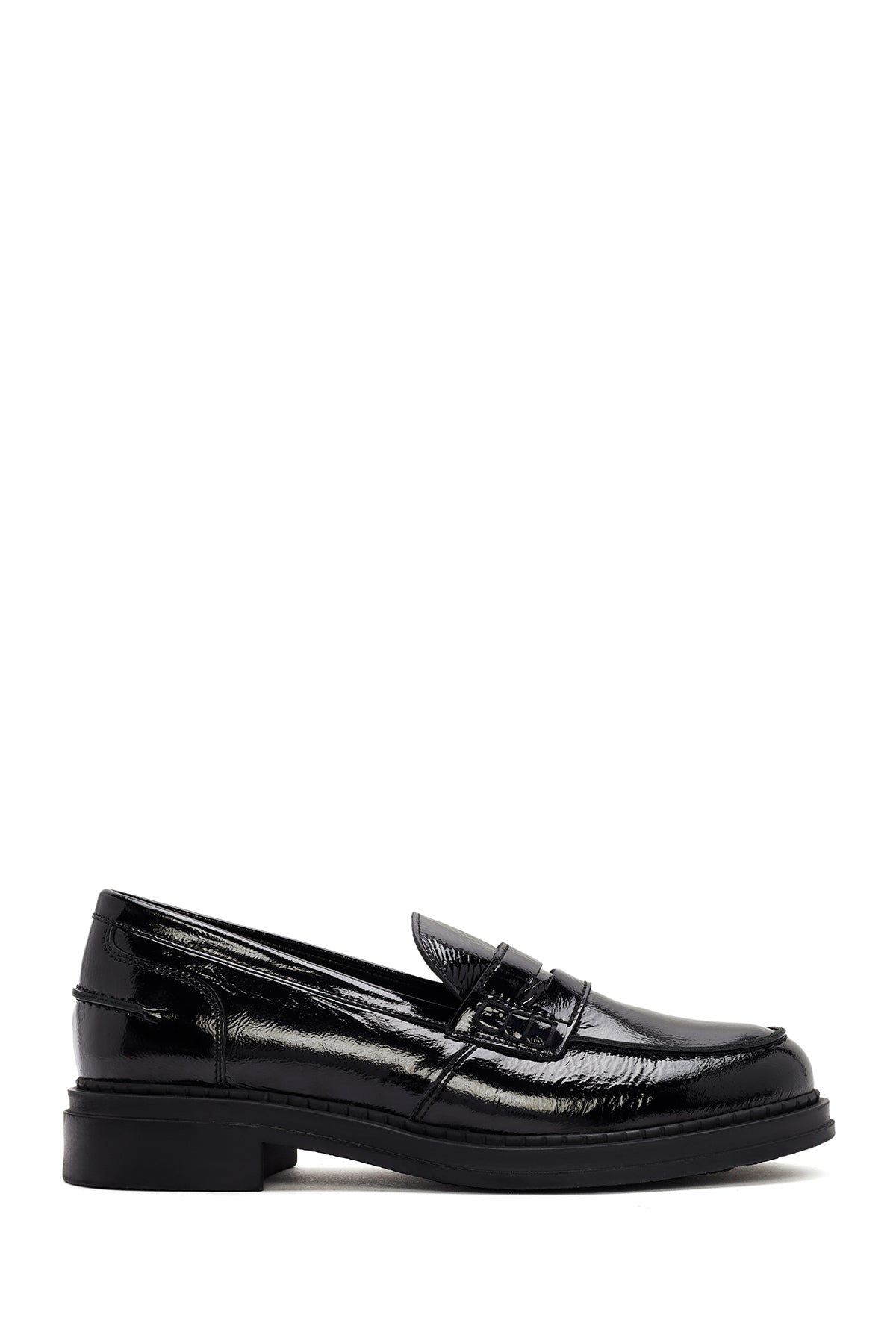 Women's Black Patent Leather Masculine Loafer 24WFD413416 | Derimod