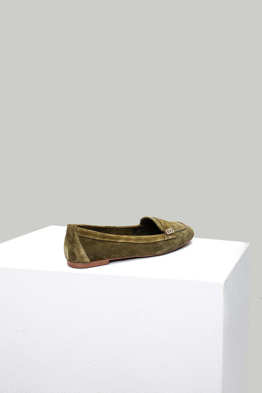 Haki Süet Kadın Deri Loafer