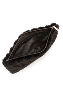 Women's Black Chain Strap Plush Clutch Bag | Derimod