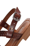 Women's Brown Leather Bodrum Sandals | Derimod