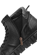 Men's Black Zippered Lace-Up Leather Boots | Derimod