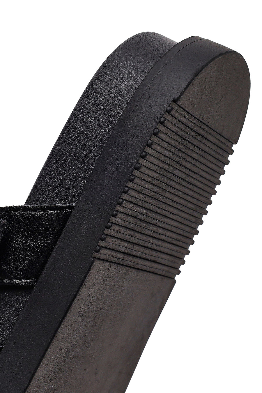 Women's Black Buckled Slippers