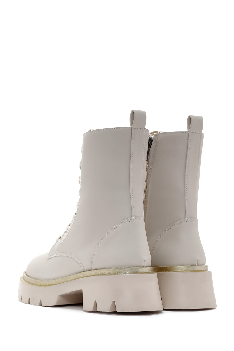 Women's Beige Casual Zippered Boots