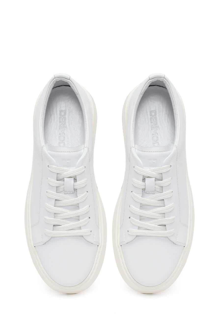 Male White Lace-Up Leather Sneaker