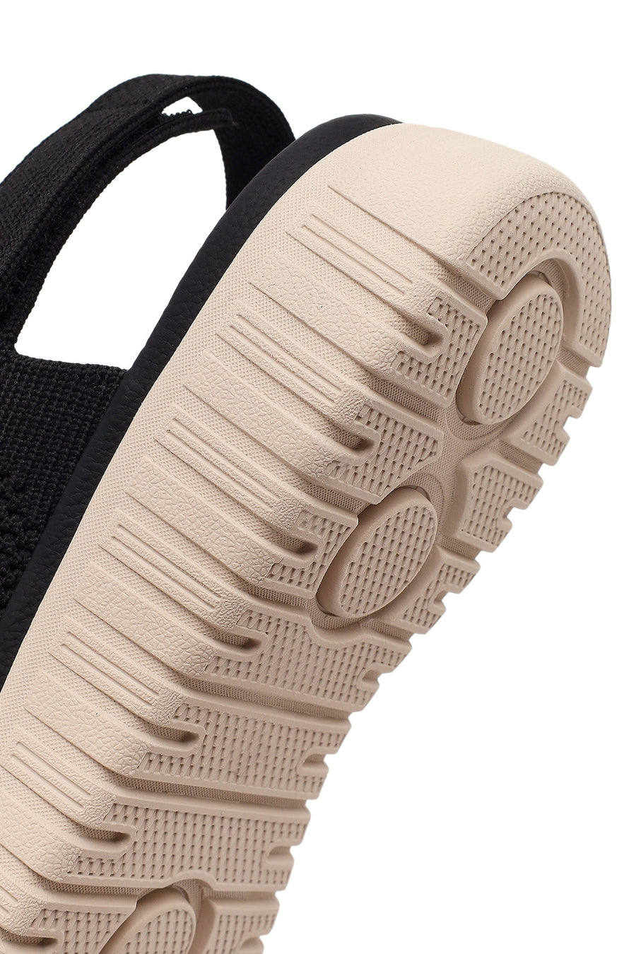 Women's Black Strapped Thick-Soled Fabric Sandals
