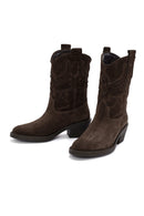 Women's Brown Suede Leather Cowboy Boots | Derimod