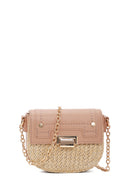 Women's Pink Long Chain Strap Straw Crossbody Bag | Derimod