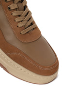 Erkek Vizon Bağcıklı Kalın Tabanlı Deri Sneaker | Derimod