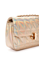 Women's Gold Long Strap Quilted Crossbody Bag | Derimod