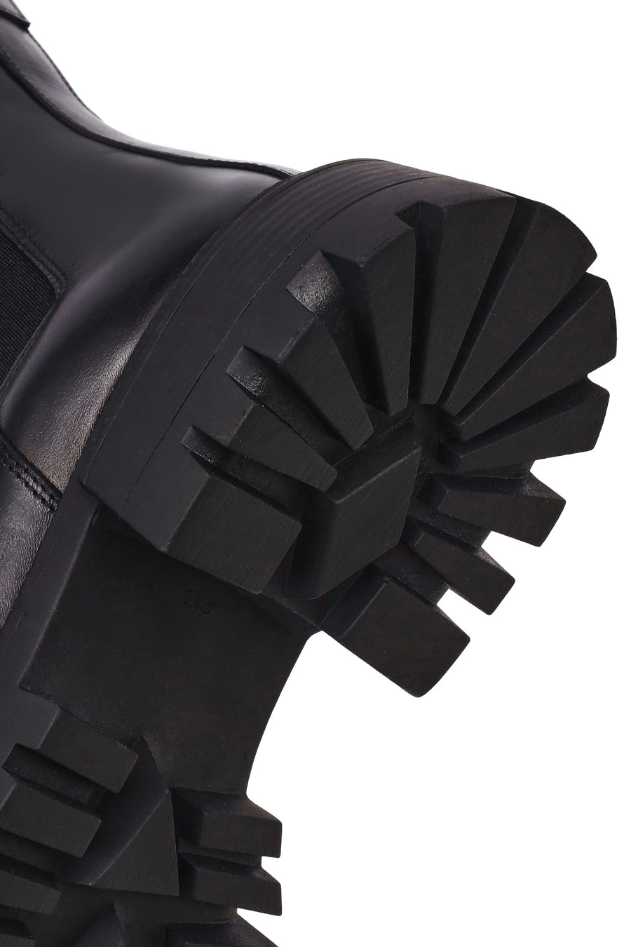 Kadın Siyah Kalın Tabanlı Deri Chelsea Bot