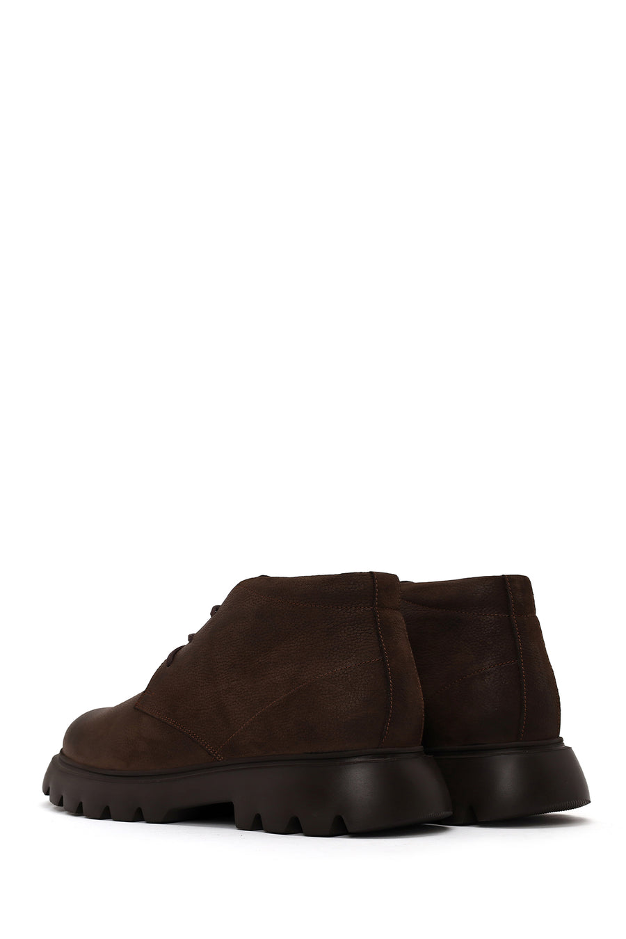 Male Brown Lace-up Nubuck Leather Casual Boots