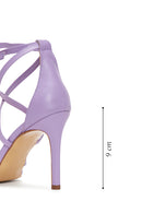 Women's Lilac Leather Heeled Sandals | Derimod