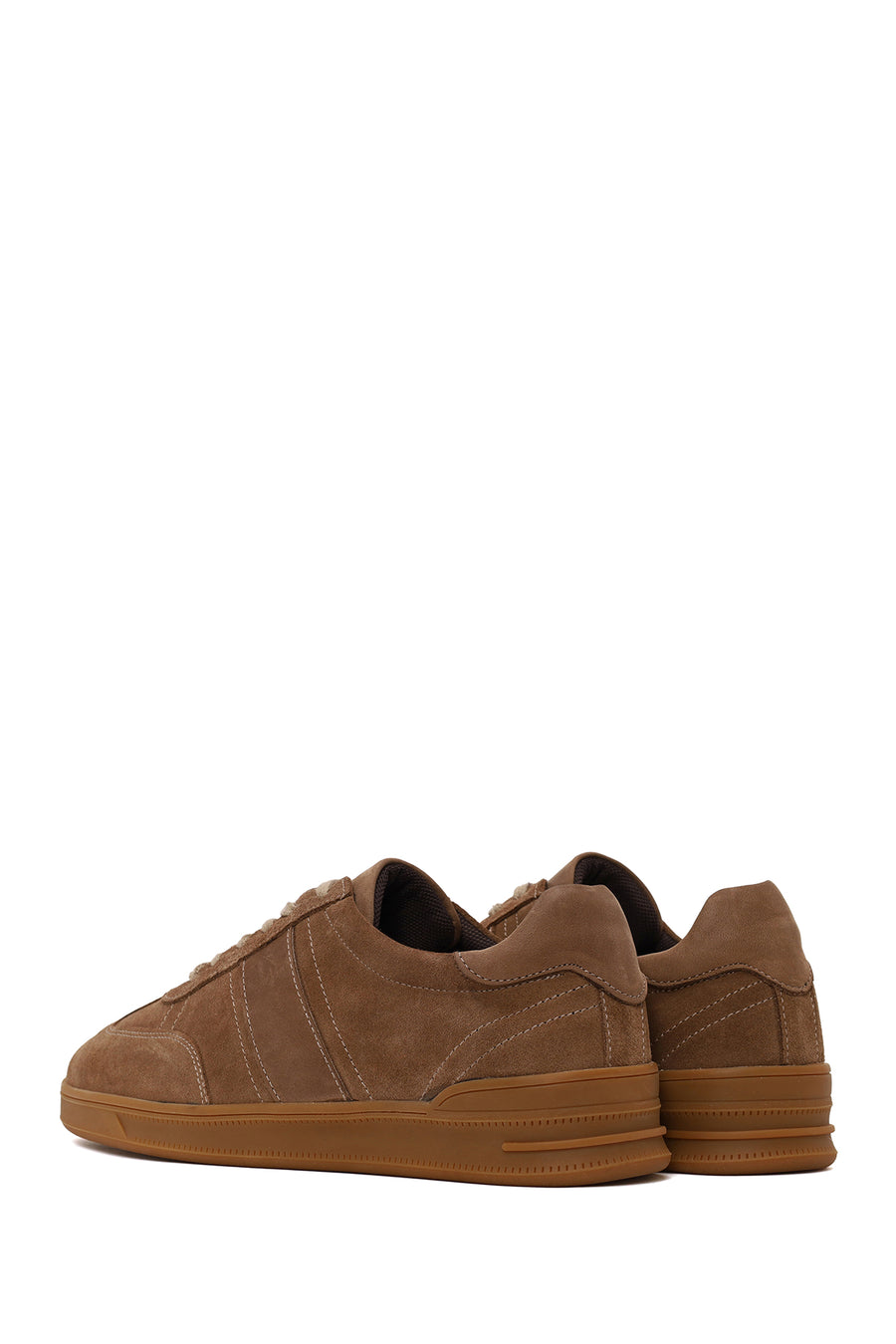 Erkek Vizon Bağcıklı Süet Deri Sneaker