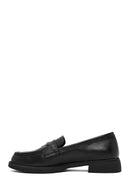 Women's Black Leather Masculine Loafer | Derimod