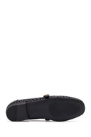 Women's Black Buckle Leather Ballerinas | Derimod