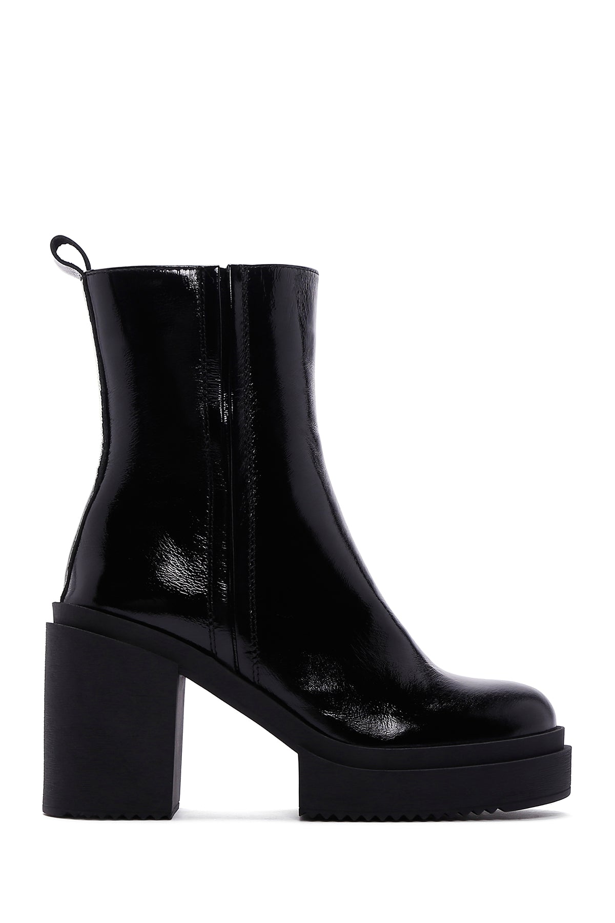 Women's Black Patent Leather Heeled Chelsea Boots 23WFD551214 | Derimod