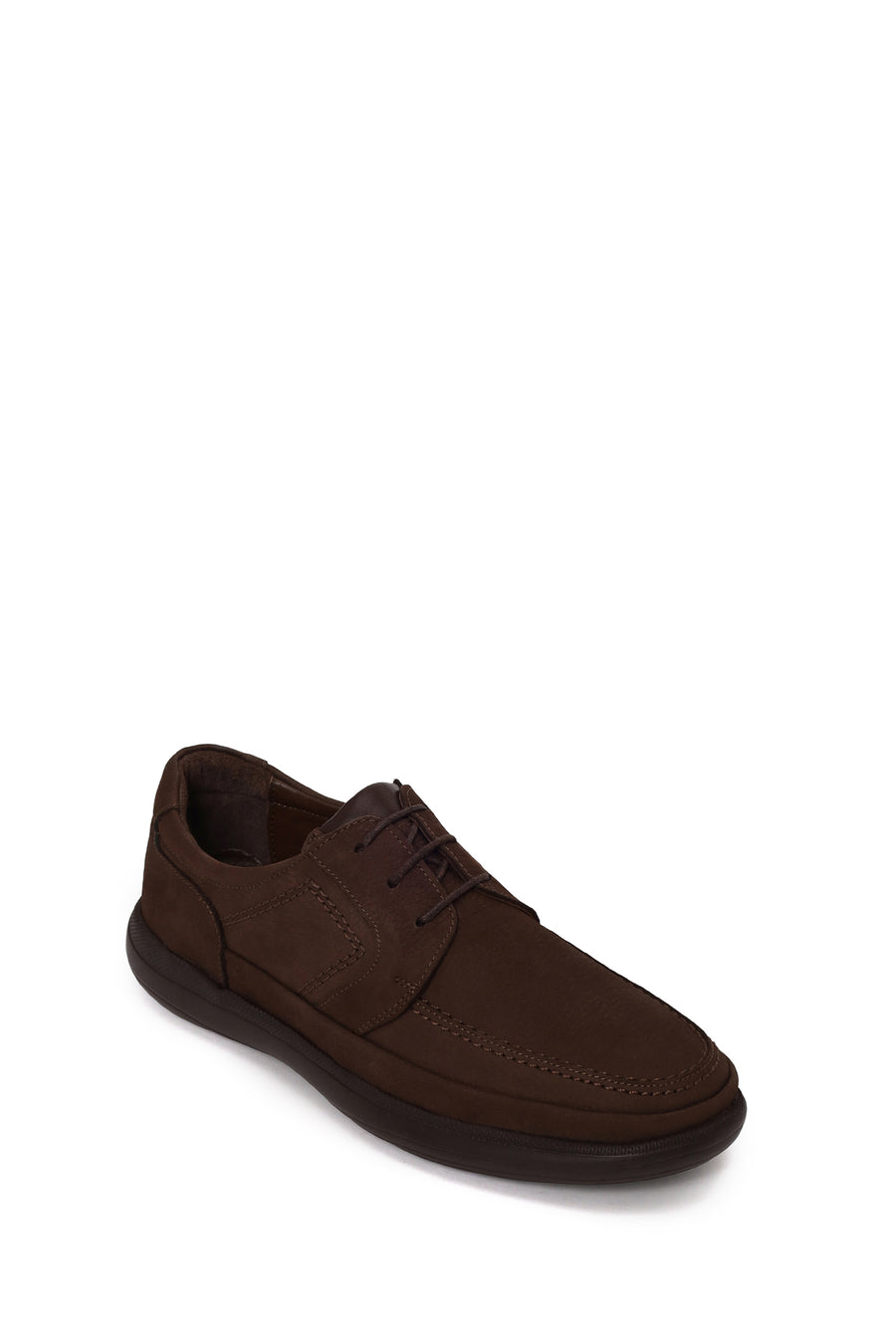 Male Brown Lace-Up Nubuck Leather Casual Shoes