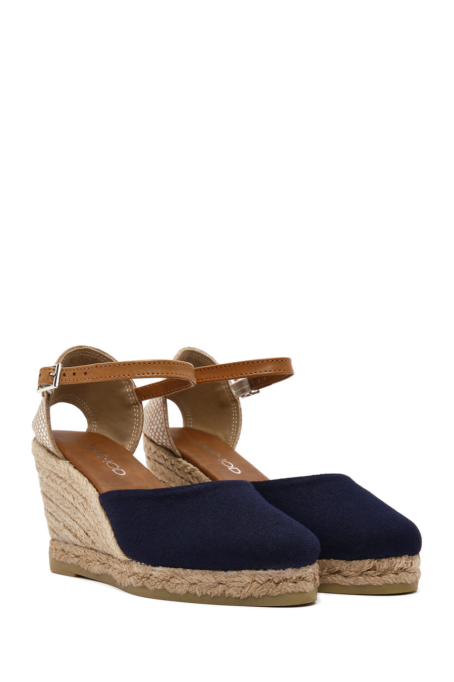 Women's Navy Blue Ankle Strap Wedge Heeled Espadrille