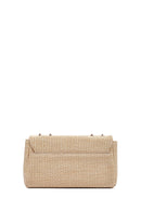 Women's Beige Long Chain Strap Straw Shoulder Bag | Derimod