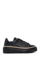 Women's Black Lace-up Thick-Sole Leather Sneaker | Derimod