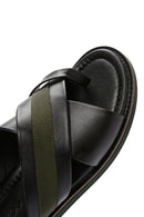 Men's Black Leather Slippers | Derimod