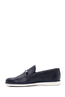 Erkek Lacivert Deri Delikli Casual Loafer | Derimod