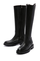 Women's Black Zippered Leather Boots | Derimod