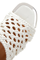 Women's White Knitted Thick Heeled Slippers | Derimod