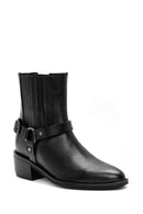 Women's Black Heeled Leather Cowboy Boots | Derimod