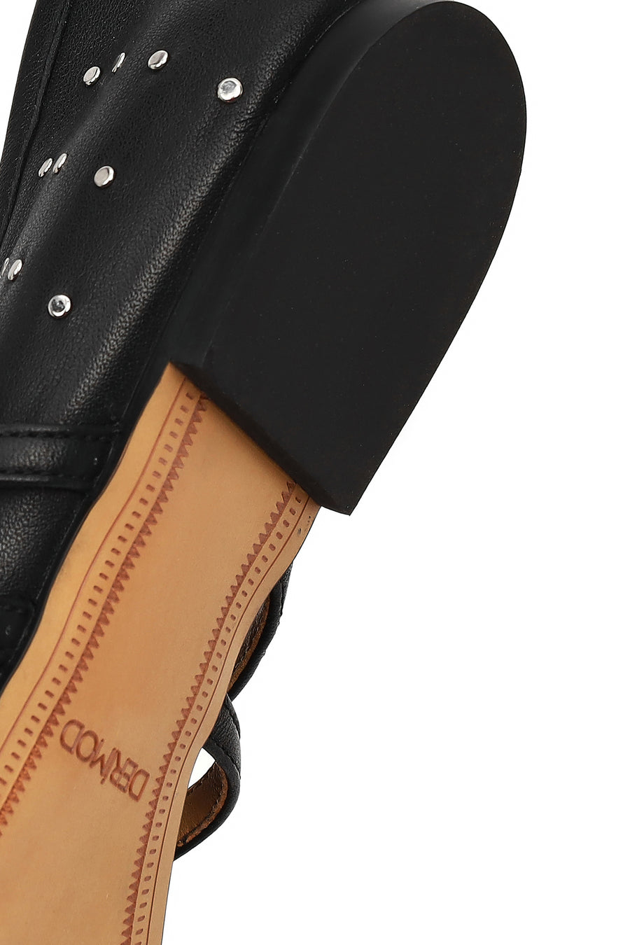 Woman Black Double-Buckle Embellished Leather Ballerine Shoes