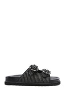 Women's Black Straw Slippers | Derimod