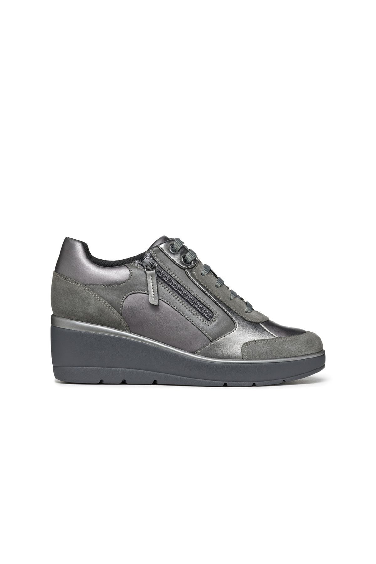 Geox Women's Gray Lace Up Thick Soled Sneaker D36RAC0BN22C9371 | Derimod