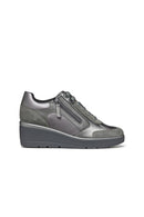 Geox Women's Gray Lace Up Thick Soled Sneaker | Derimod