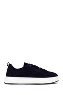 Male Navy Lace-up Suede Leather Sneaker | Derimod