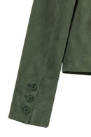 Cassandra Woman Green Slim-Fit Suede Leather Jacket | Derimod