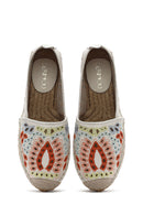 Women's Beige Patterned Leather Espadrilles | Derimod