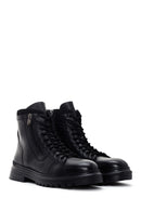 Men's Black Leather Zippered Casual Boots | Derimod