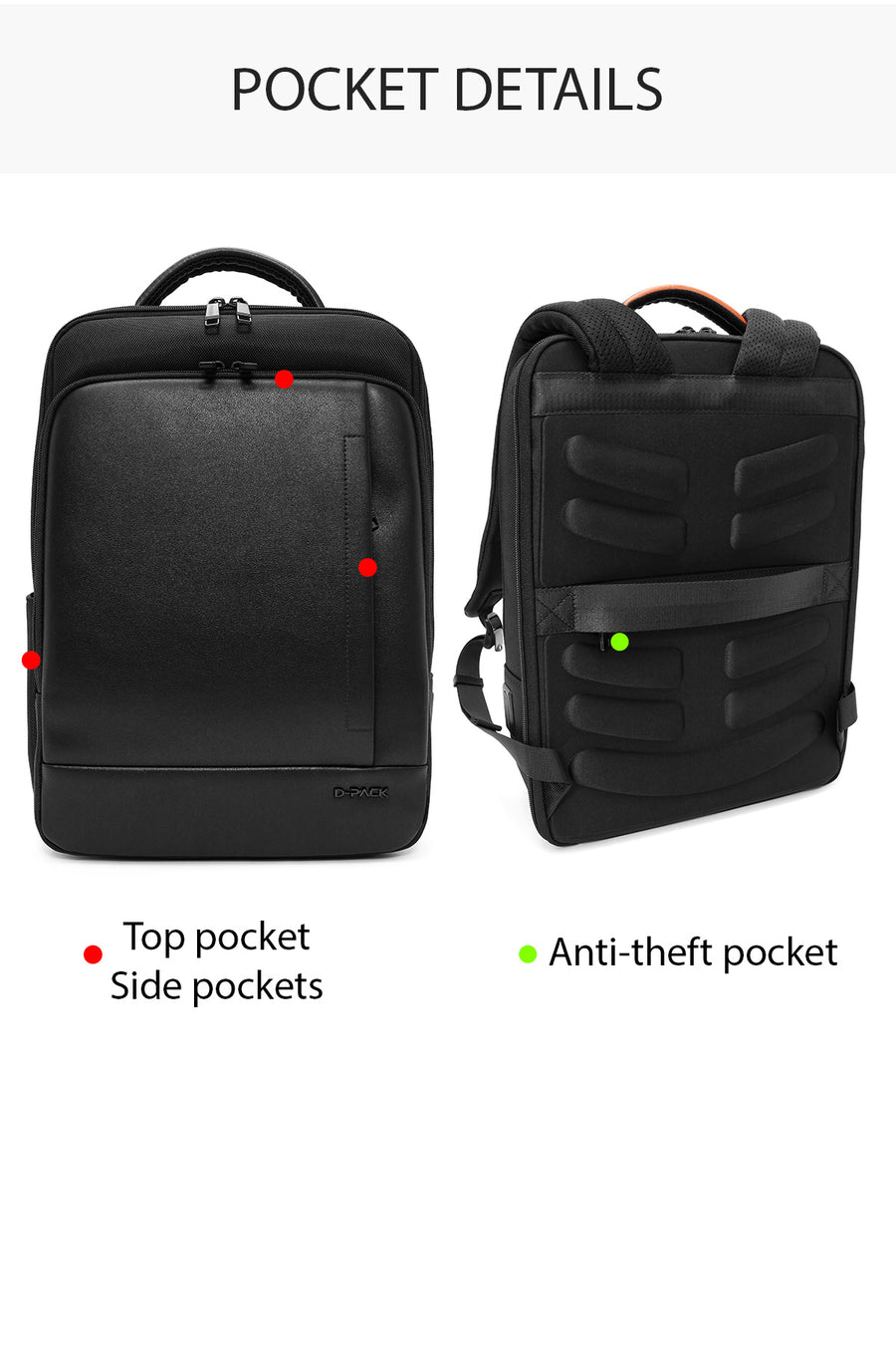 D-Pack Unisex Black Backpack
