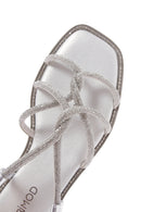 Women's Silver Ankle Strap Stone Sandals | Derimod