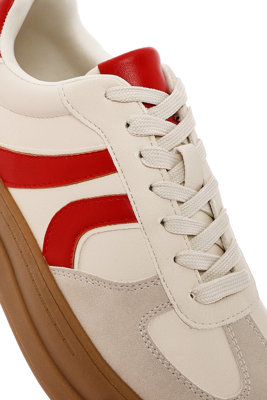 Kadın Bej Bağcıklı Kalın Tabanlı Sneaker