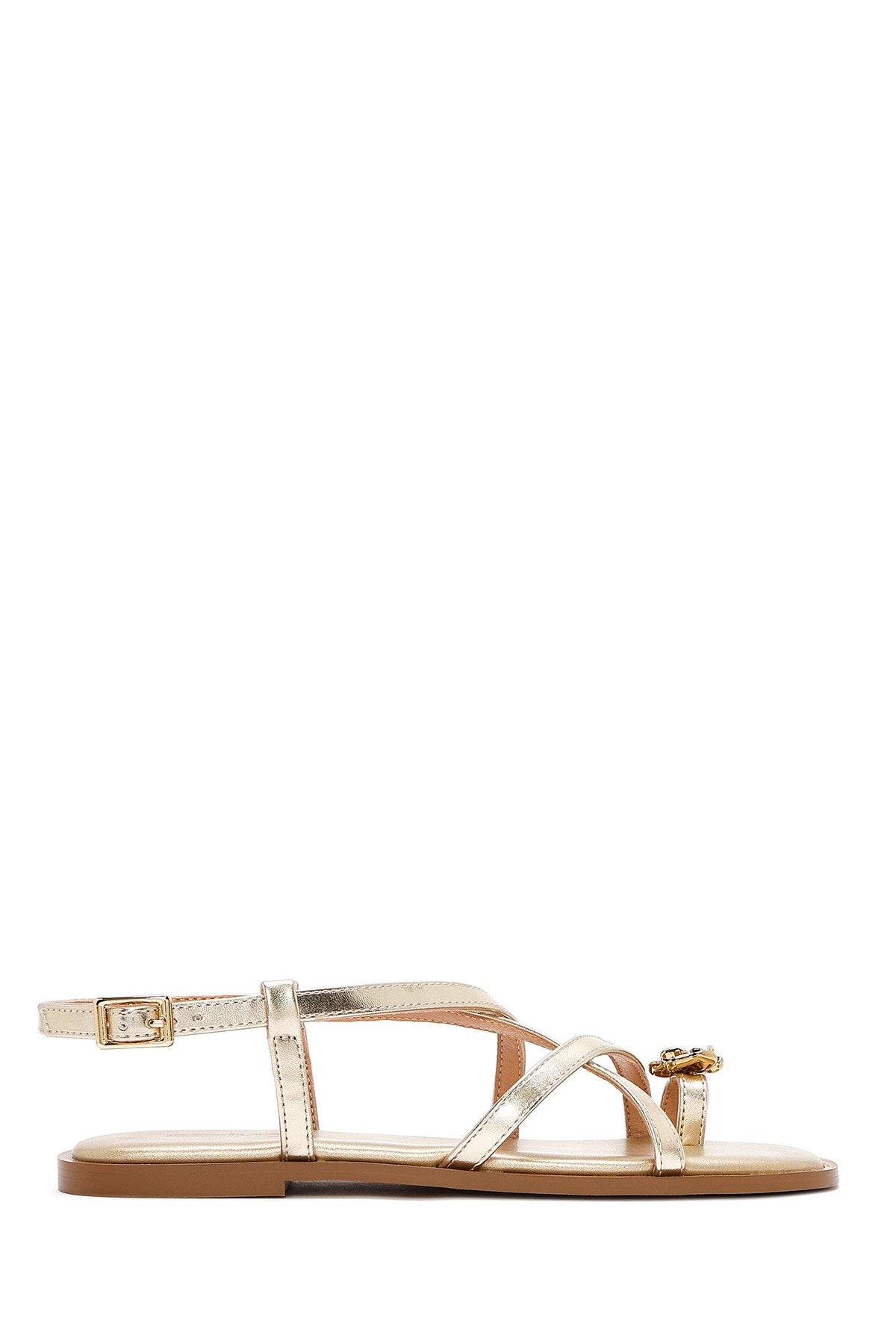 Kadın Altın Parmak Arası Metalik Sandalet 25SFD442232 | Derimod